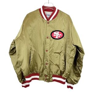 VTG Chalk Line San Francisco 49ers NFL Satin Bomber Jacket MEN L‎ 80s 90s RETRO